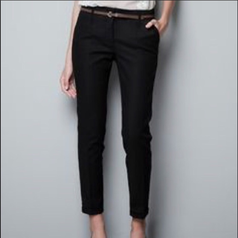 Zara Basic Black Trouser Ankle Crop